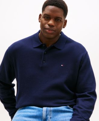 Men's Big and Tall Pima Cotton Cashmere Long Sleeve Polo Sweater