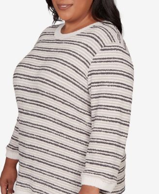 Plus Size Calm Luxe Eyelash Striped Knit Top