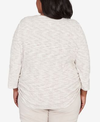 Plus Size Calm Luxe Space Dye Knit Top With Necklace