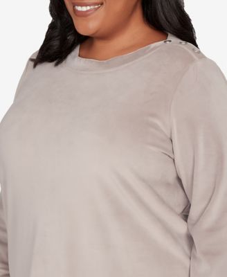 Plus Size Calm Luxe Shoulder Button Top