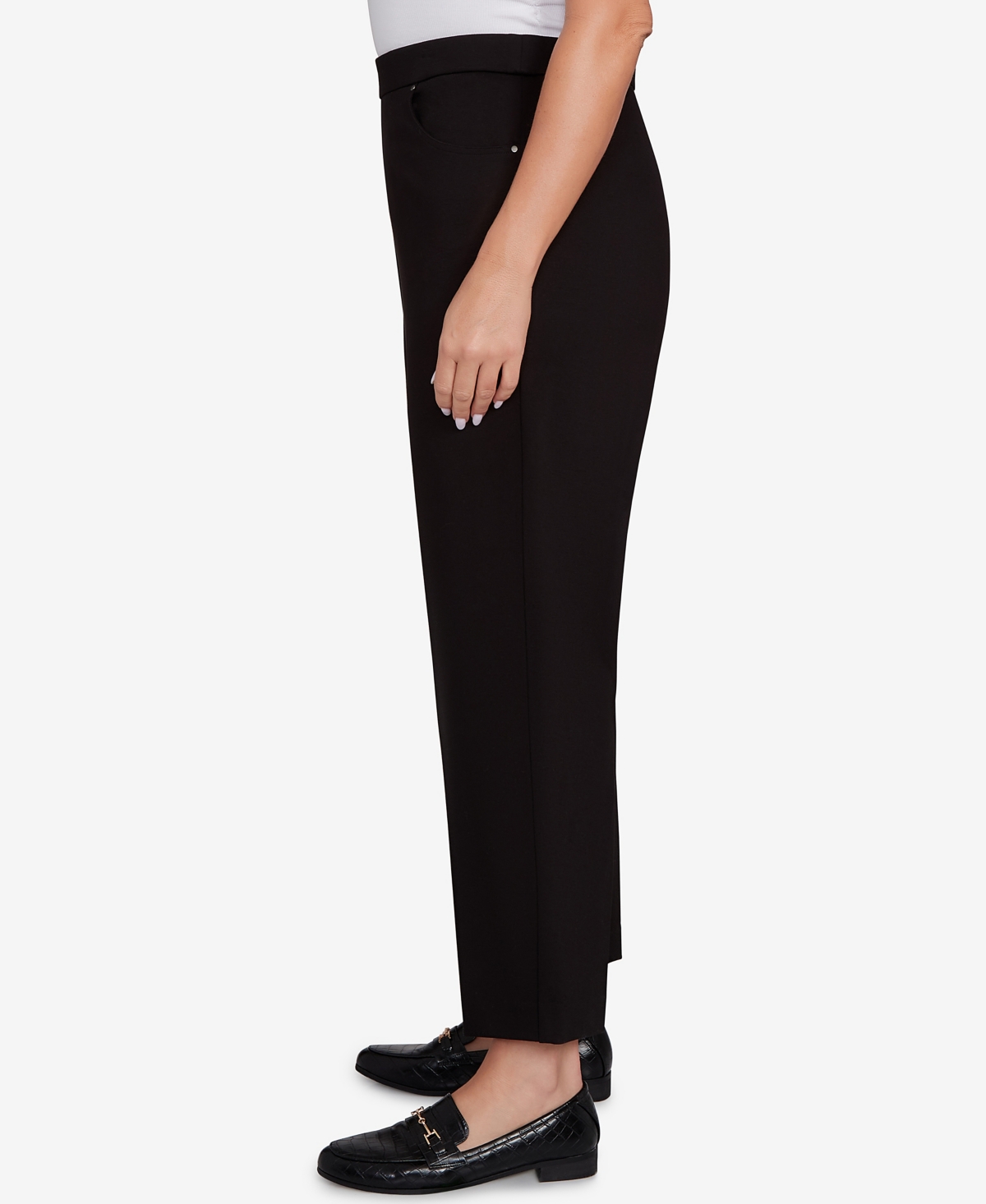 Alfred Dunner Plus Size Barcelona Stretch Ponte Knit Average Length Pant In Black