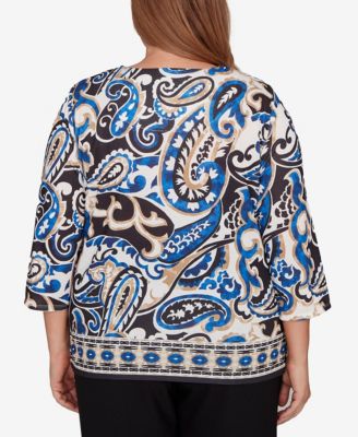Plus Size Barcelona Paisley Knit Top With Necklace