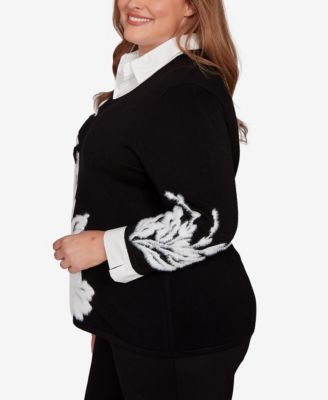 Plus Size Barcelona Dramatic Floral Two In One Sweater