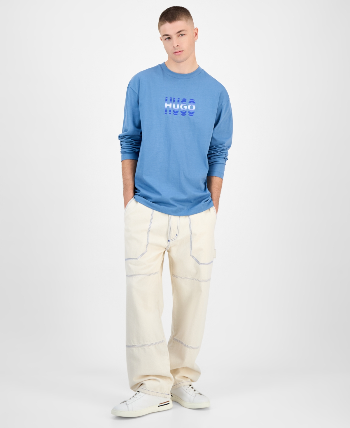 Hugo Boss Men's Niftilong Logo Long-Sleeve Cotton T-Shirt