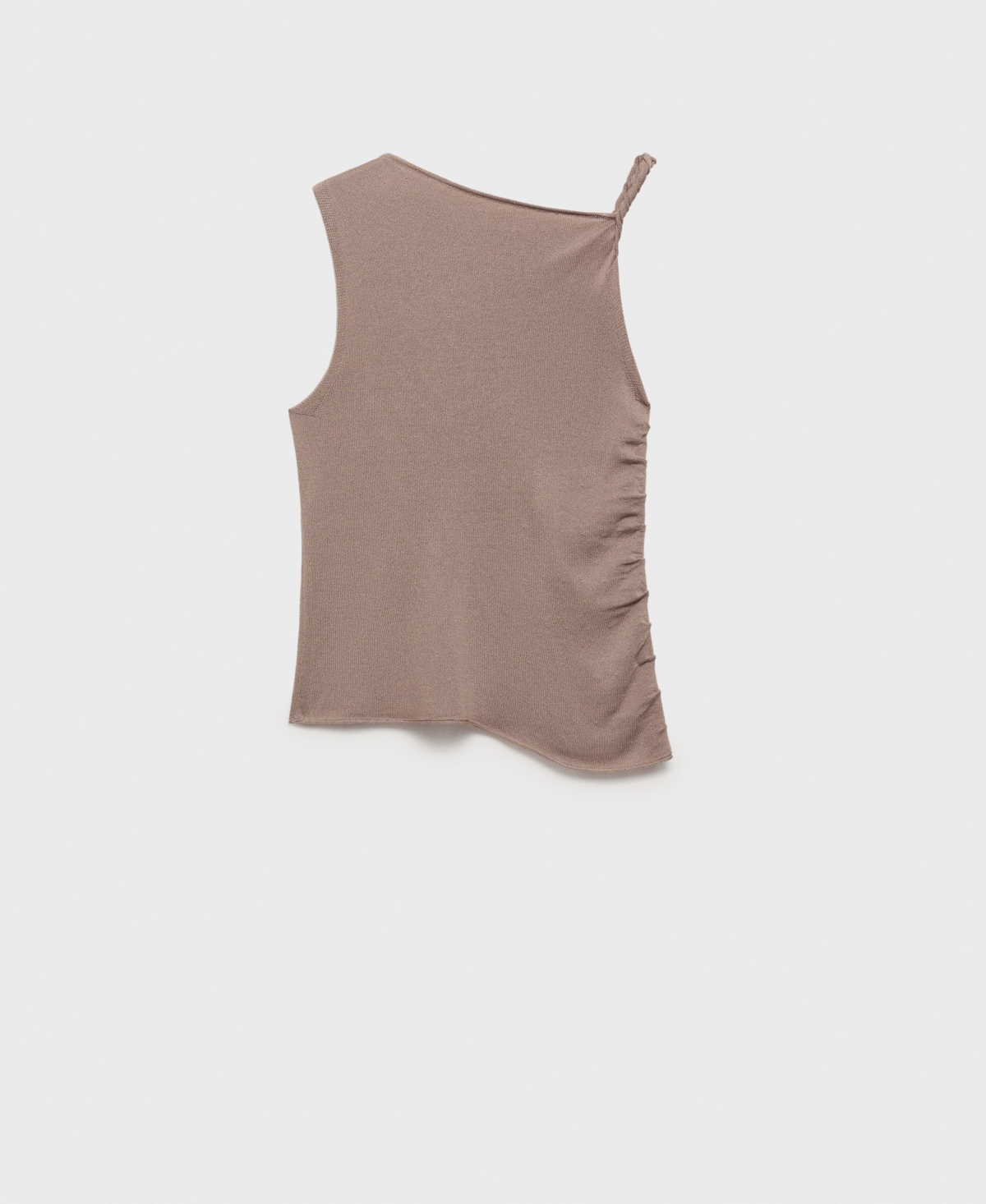 Mango Asymmetric Ruched Sleeveless Top In Nude