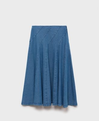 Women's Stitching Detail Denim Midi Skirt