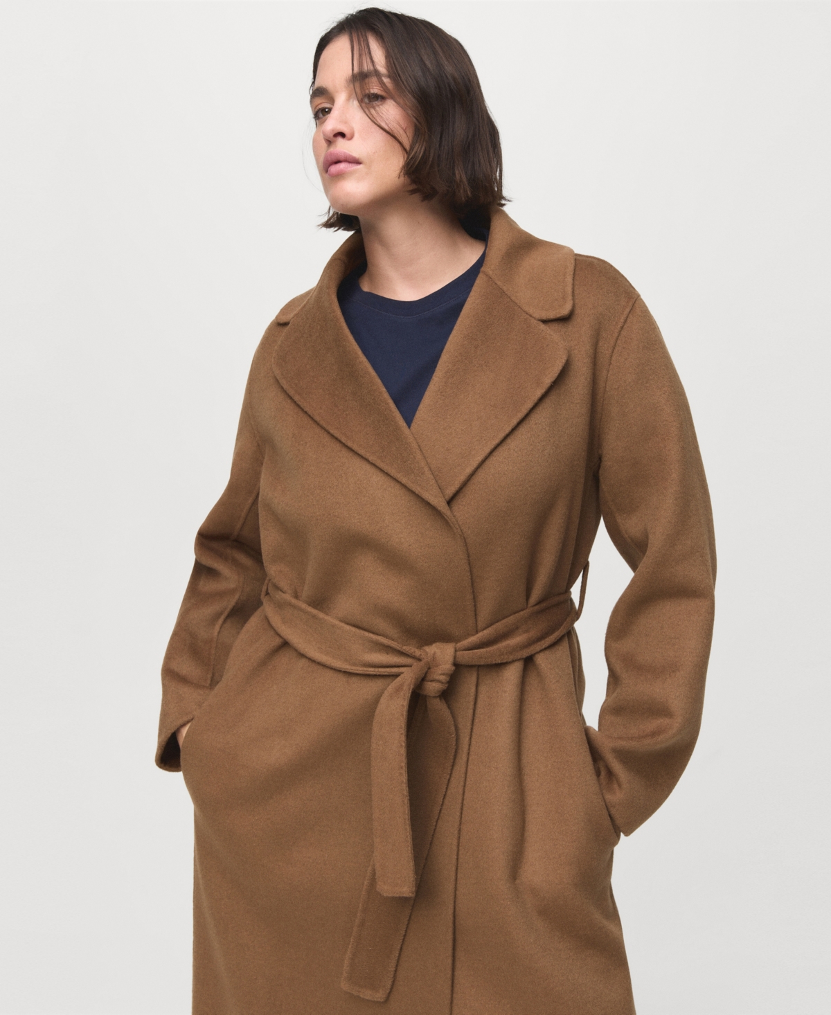 Mango Manteau Marron Moyen - Femme - Xxl -  In Brown