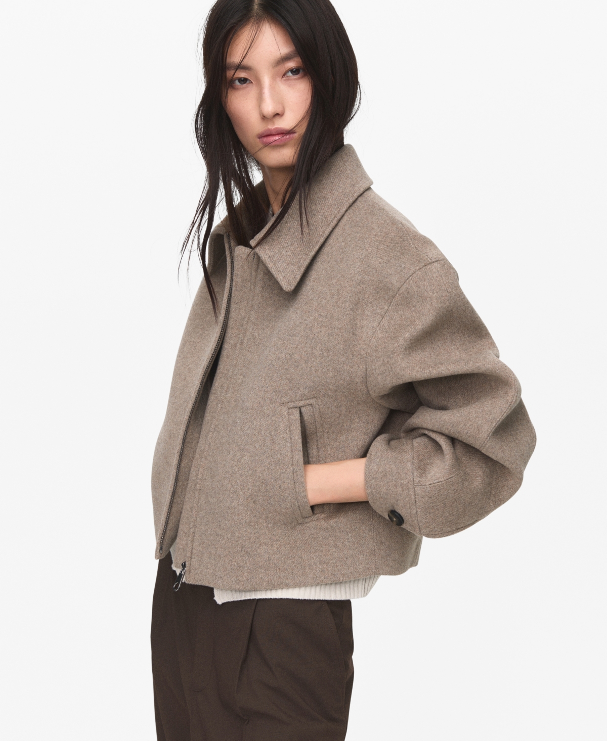 Mango Women's Wool Bomber Jacket In Neutral