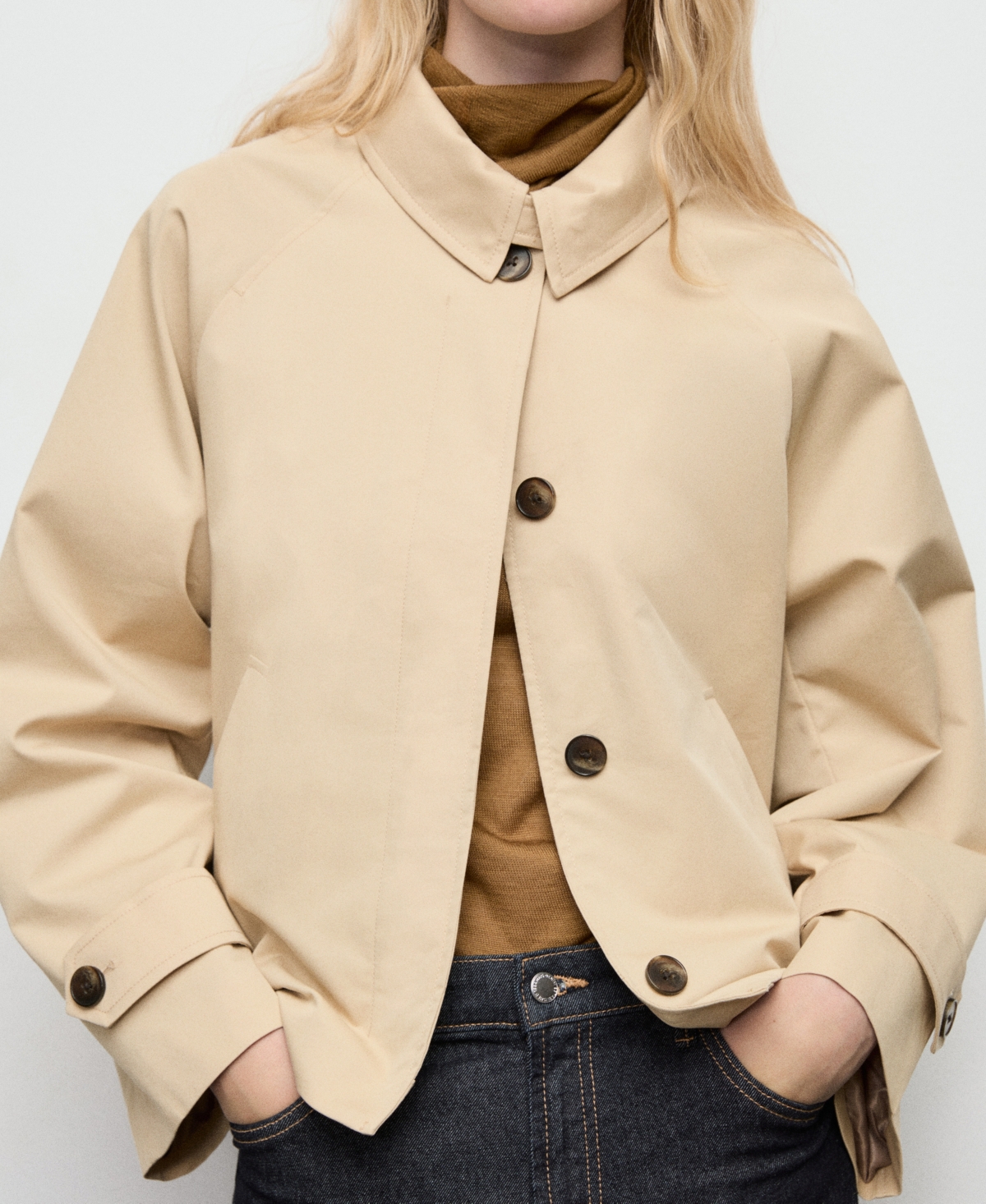 Mango Women's Epaulettes Detail Short Oversized Trench Coat In Neutral
