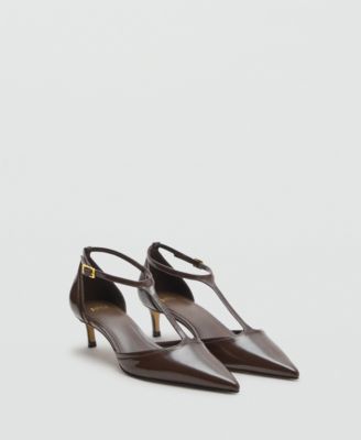 MANGO - Women's Kitten-Heel Patent Leather Shoes
