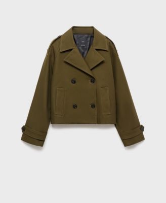 Women's Oversized Short Double-Breasted Trench Coat