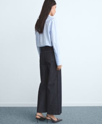 Women's Stitching Detail High-Waisted Culotte Jeans