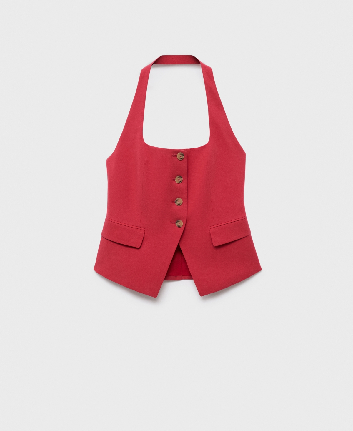 Mango Linen-blend Suit Vest In Red