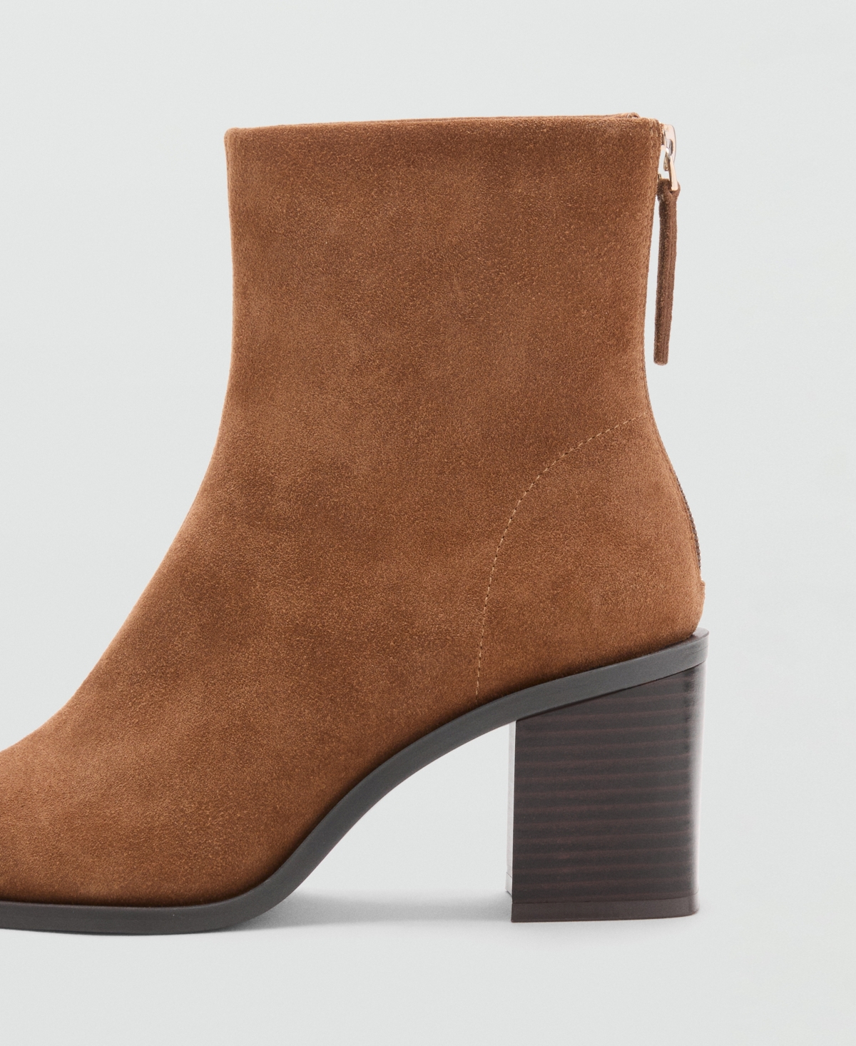 Mango Women's Block Heel Suede Leather Ankle Boots In Brown
