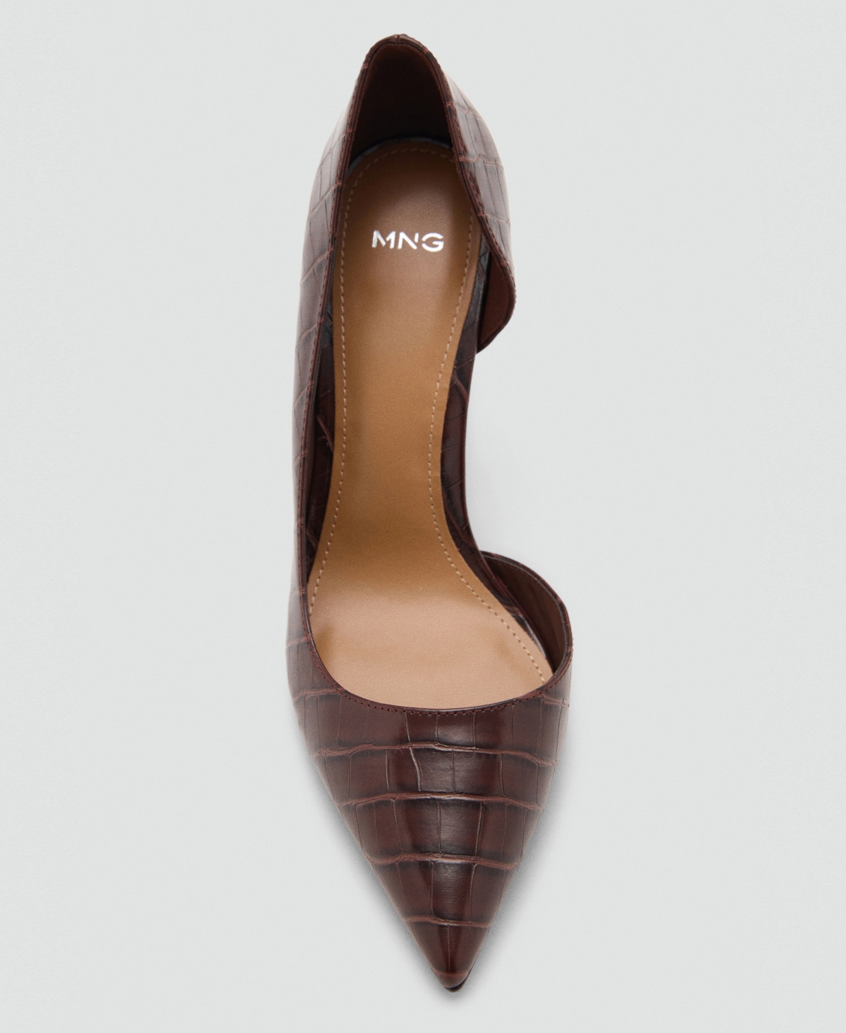 Mango Chaussures Talon Effet Croco Chocolat - Femme - 41 -  In Brown