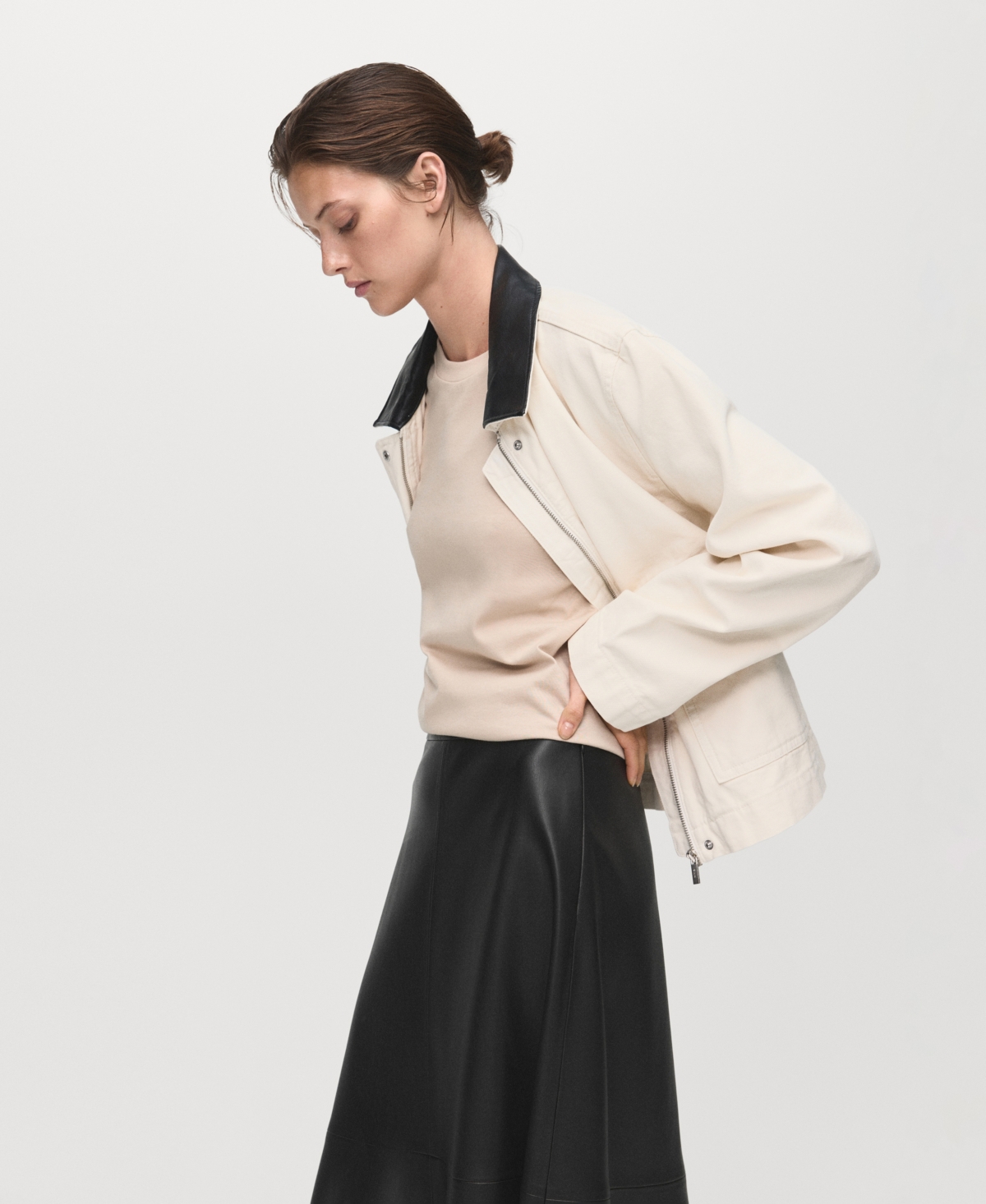 Mango Paris Faux Leather A-line Midi Skirt In Black