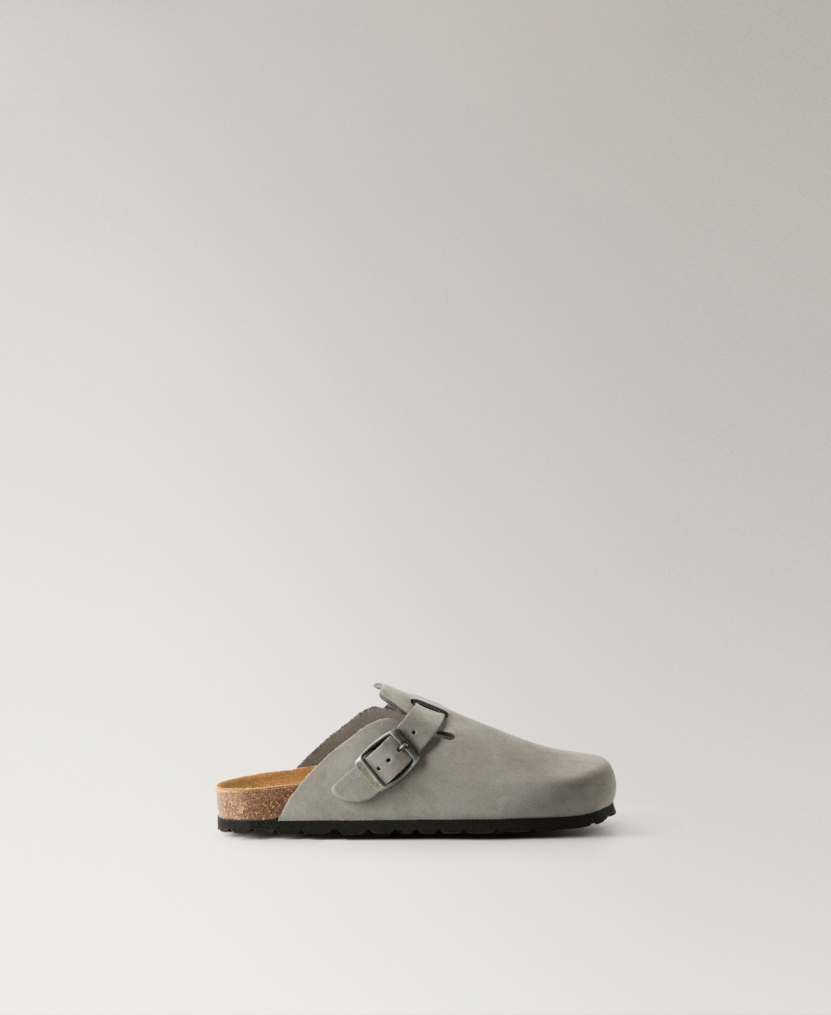 Mango Leather Clog In Gray