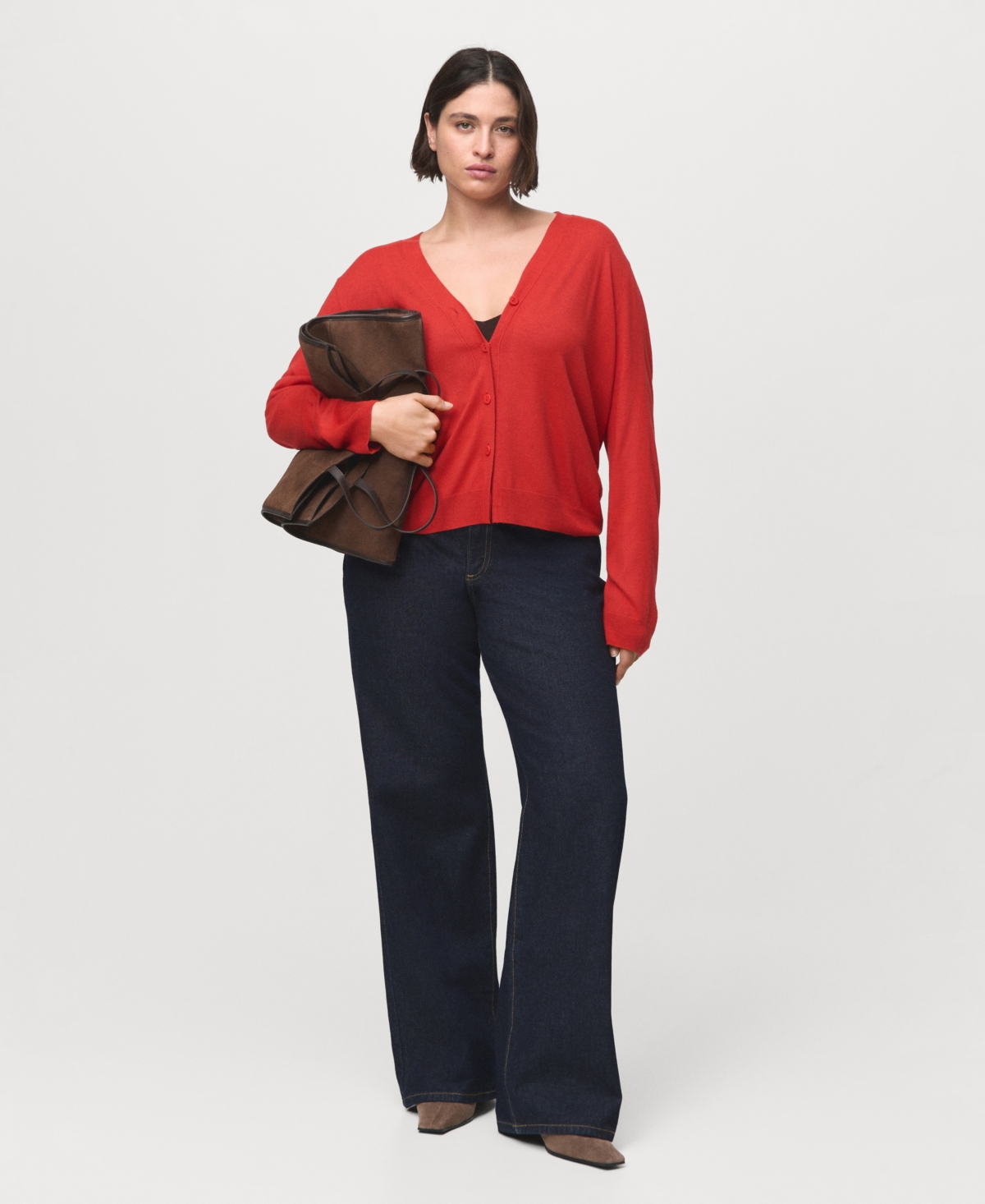 Mango Women's V-Neck Knitted Cardigan