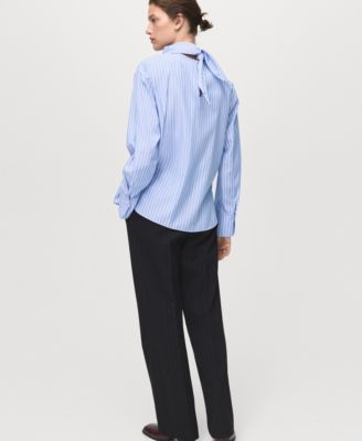 Women's Handkerchief Detail Striped Blouse