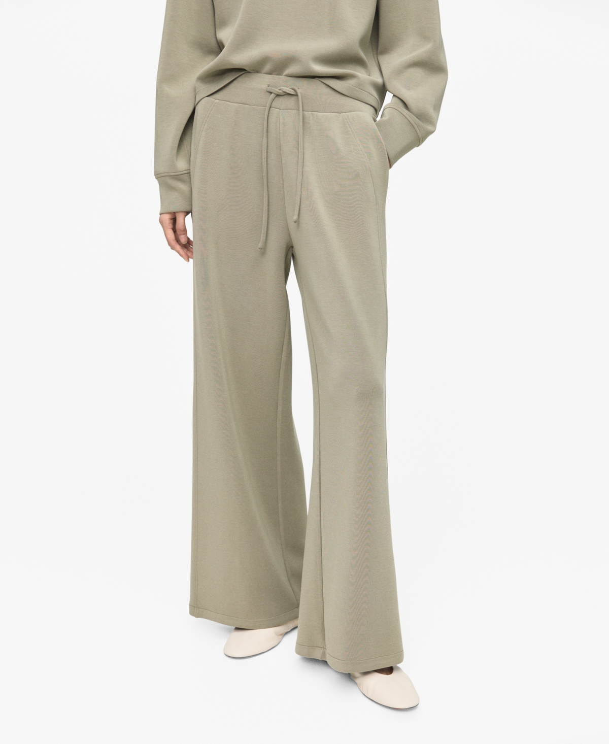 Mango Drawstring Jogger Trousers Khaki In Neutral