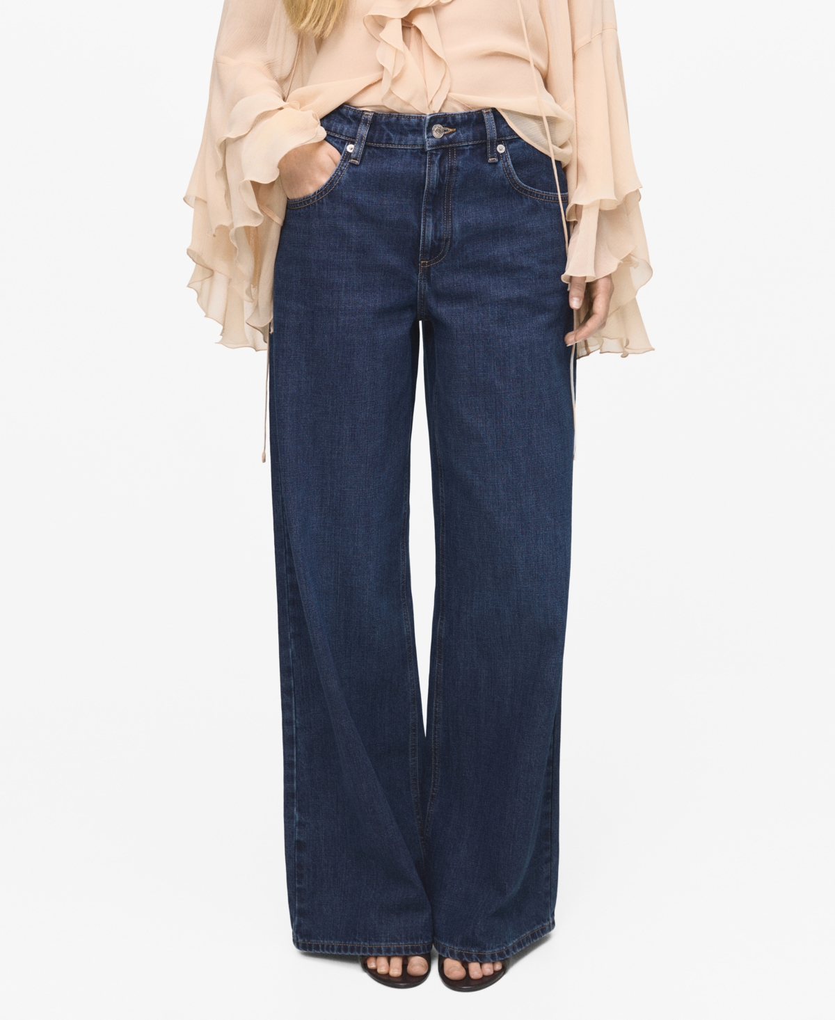 Mango Women's Low-Rise Wide-Leg Jeans