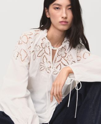 Women's Bows Detail Embroidered Blouse