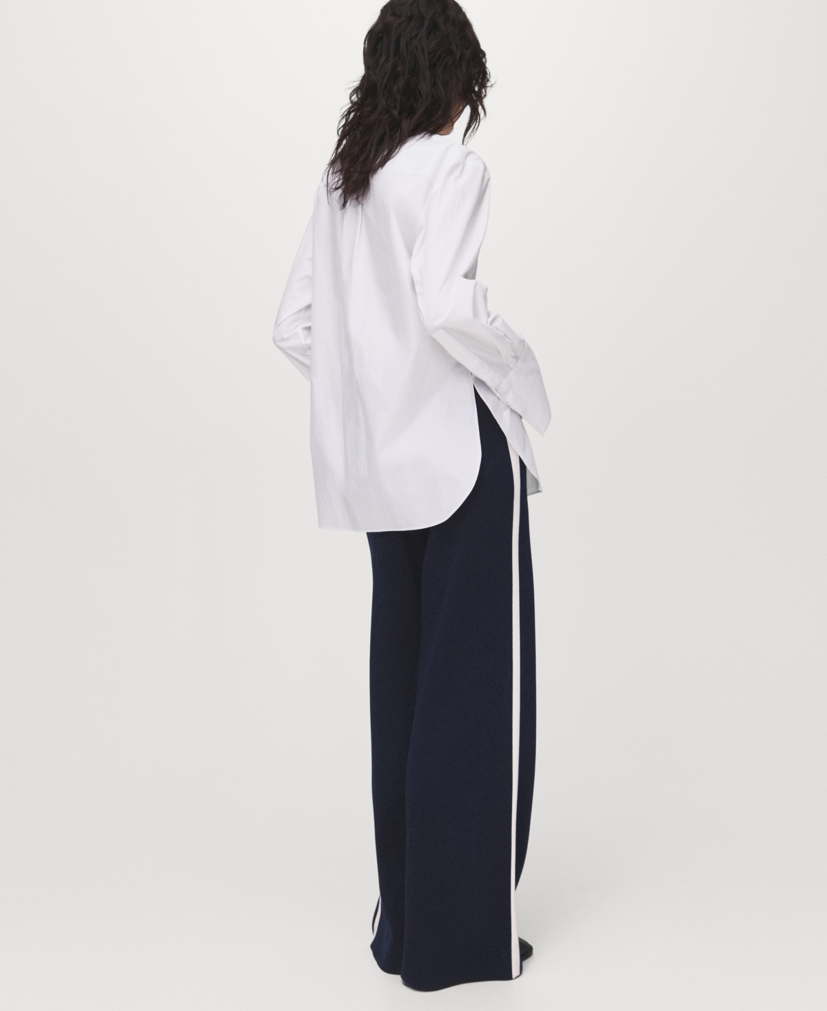 Mango Fine-knit Straight-fit Trousers Dark Navy In Blue