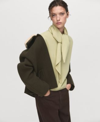 Women's Short Sleeve Scarf Sweater