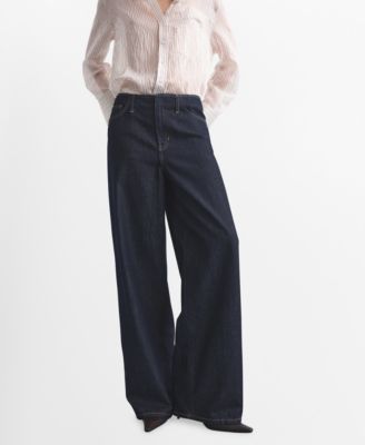 MANGO - Women's Wide Leg Mid-Rise Jeans