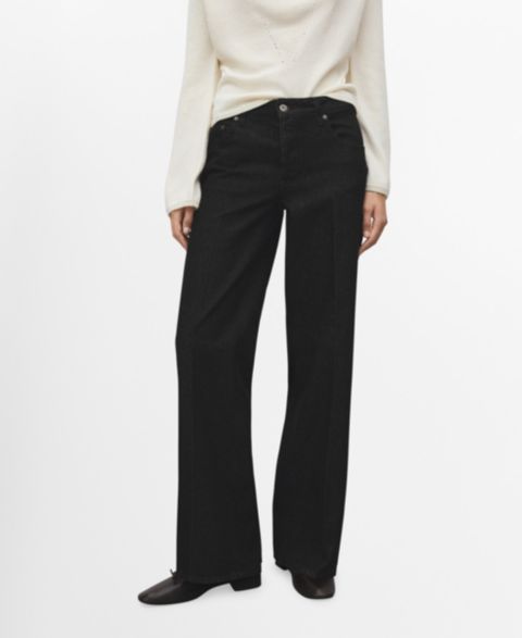 Женские джинсы Mango Straight Low-Waist, цвет: Чёрный