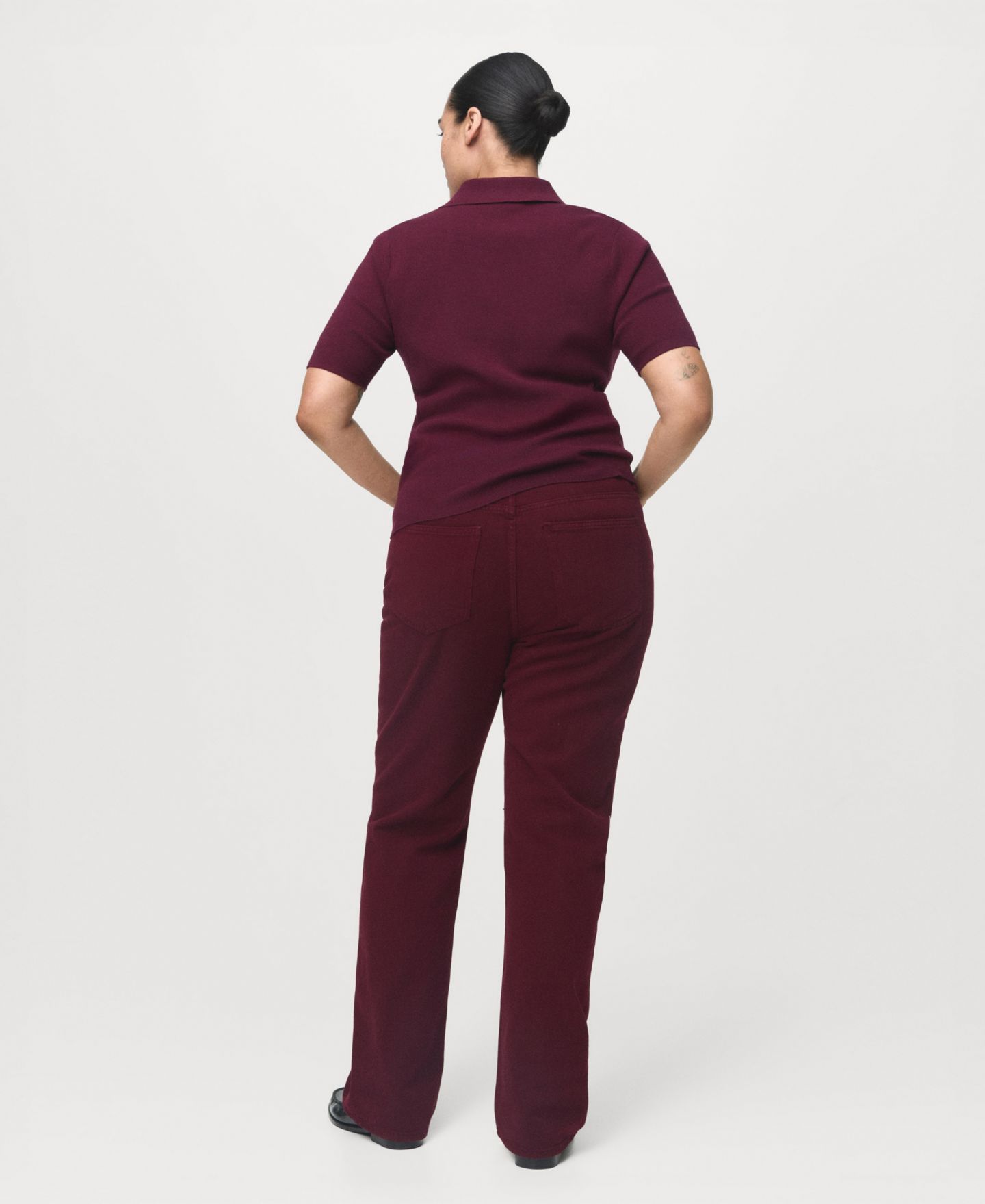 Женские джинсы Mango Matilda High-Rise Straight, цвет: Винный — фото 5