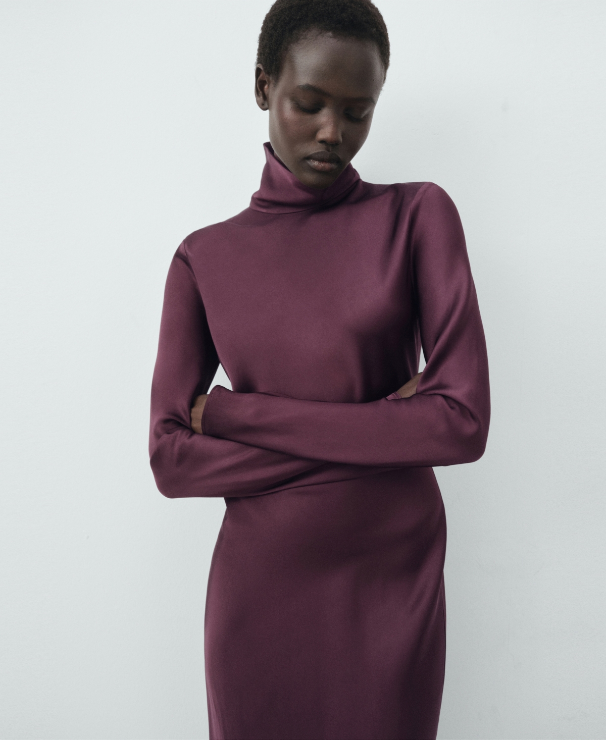 Mango Women's Satin High-Neck Dress