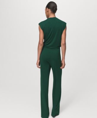 Women's Draped Neckline Straight-Fit Jumpsuit