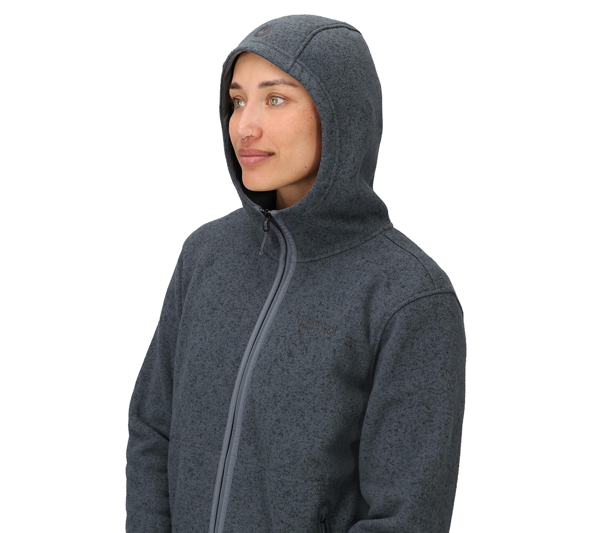 Marmot Women's Drop Line Full-zip Sweater Hoodie In Black