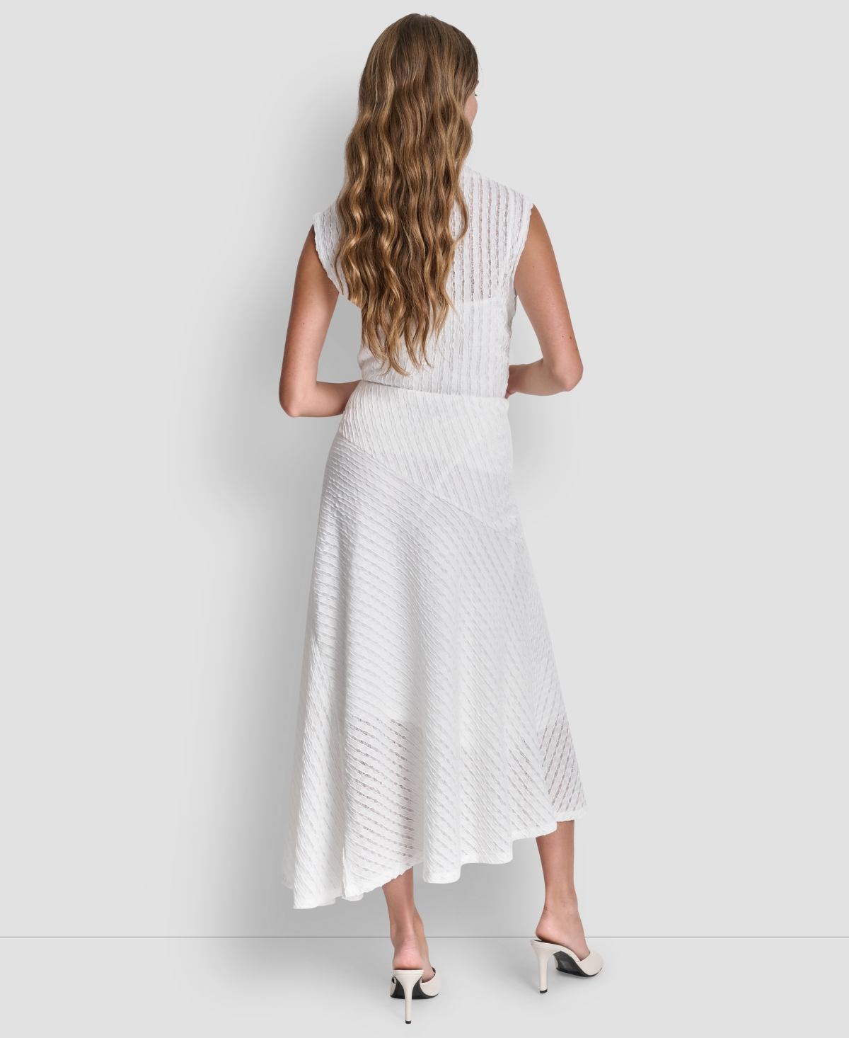 Dkny Women's Textured A-line Pull-on Skirt In White