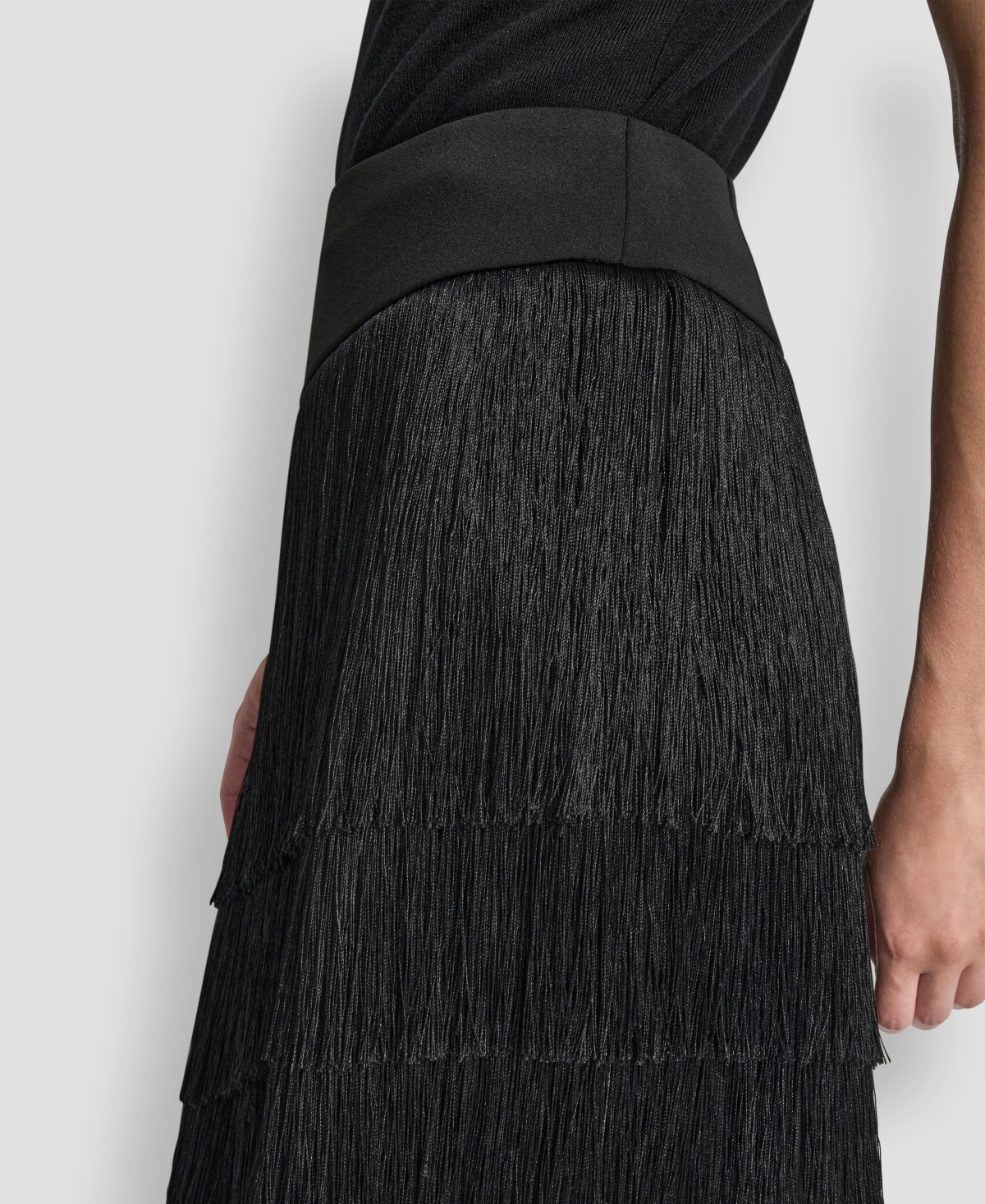 Dkny Women's High-Low Fringe Detail Skirt