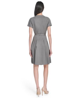 Women's Belted V-Neck Coat Dress