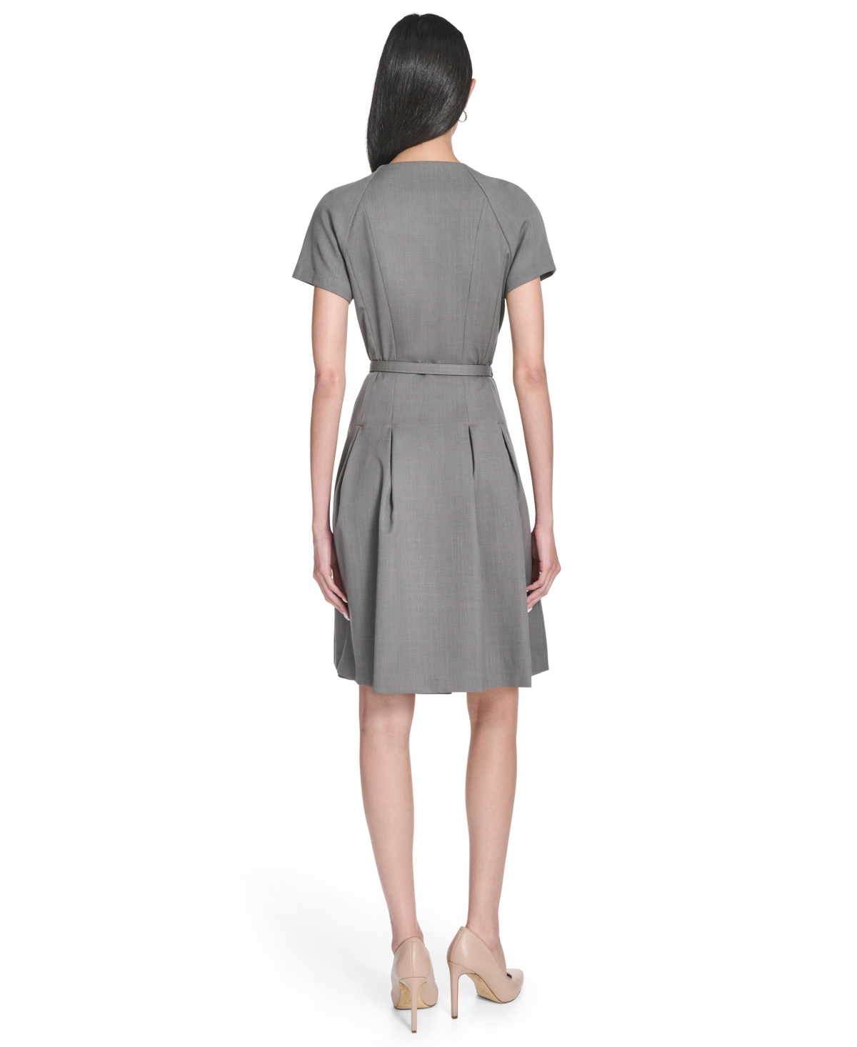 Calvin Klein Women's Belted V-Neck Coat Dress