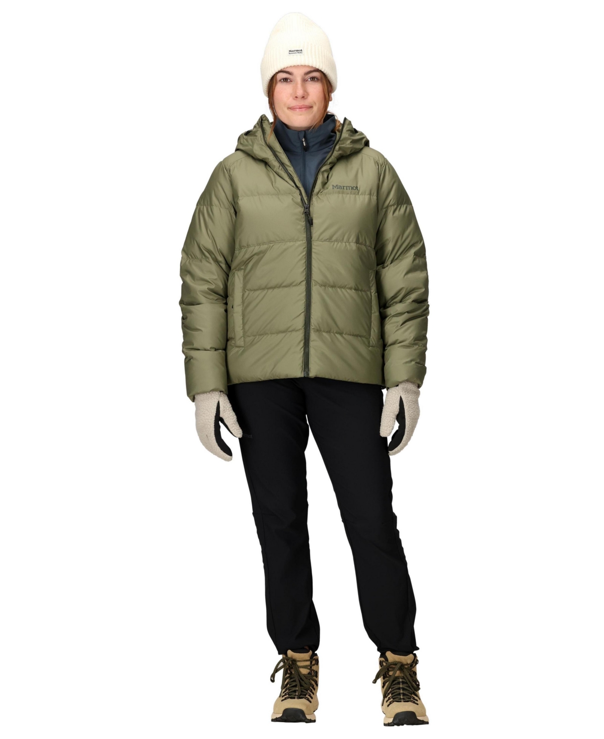 Marmot Women's Guides Big-baffled Puffer Hooded Jacket In Green