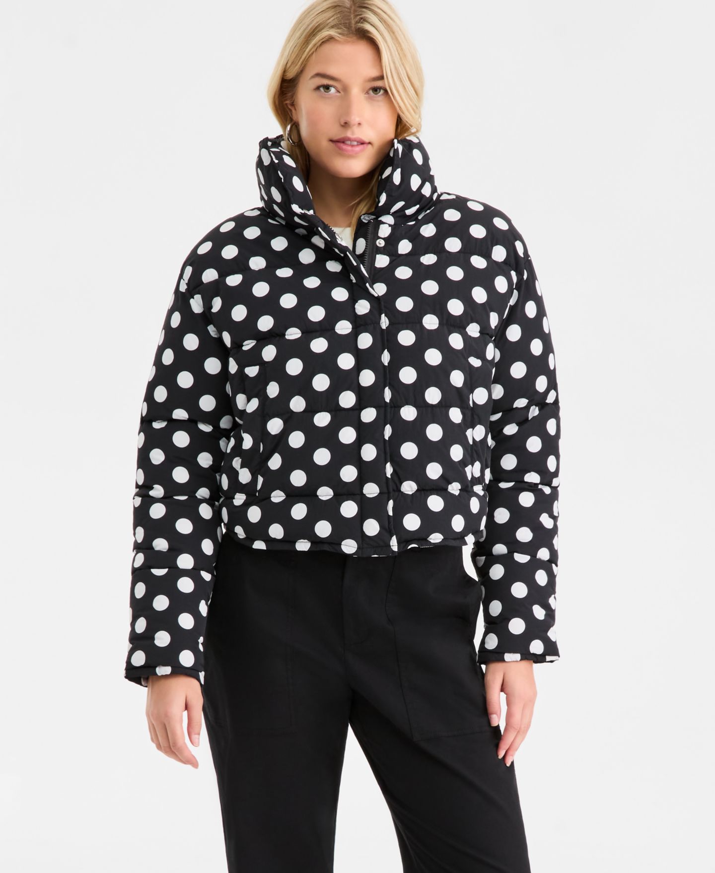 Женская куртка On 34th Cropped Dot Puffer, цвет: Чёрный комбинированный — фото 6