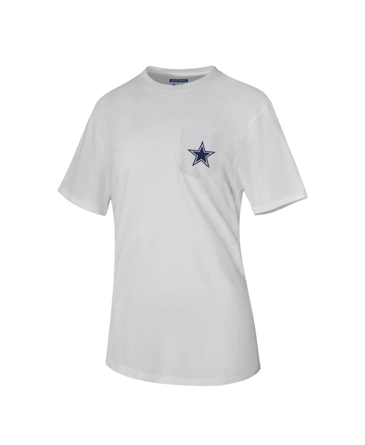 Lauren James Women's White Dallas Cowboys How Bout Boots Pocket T-shirt In White
