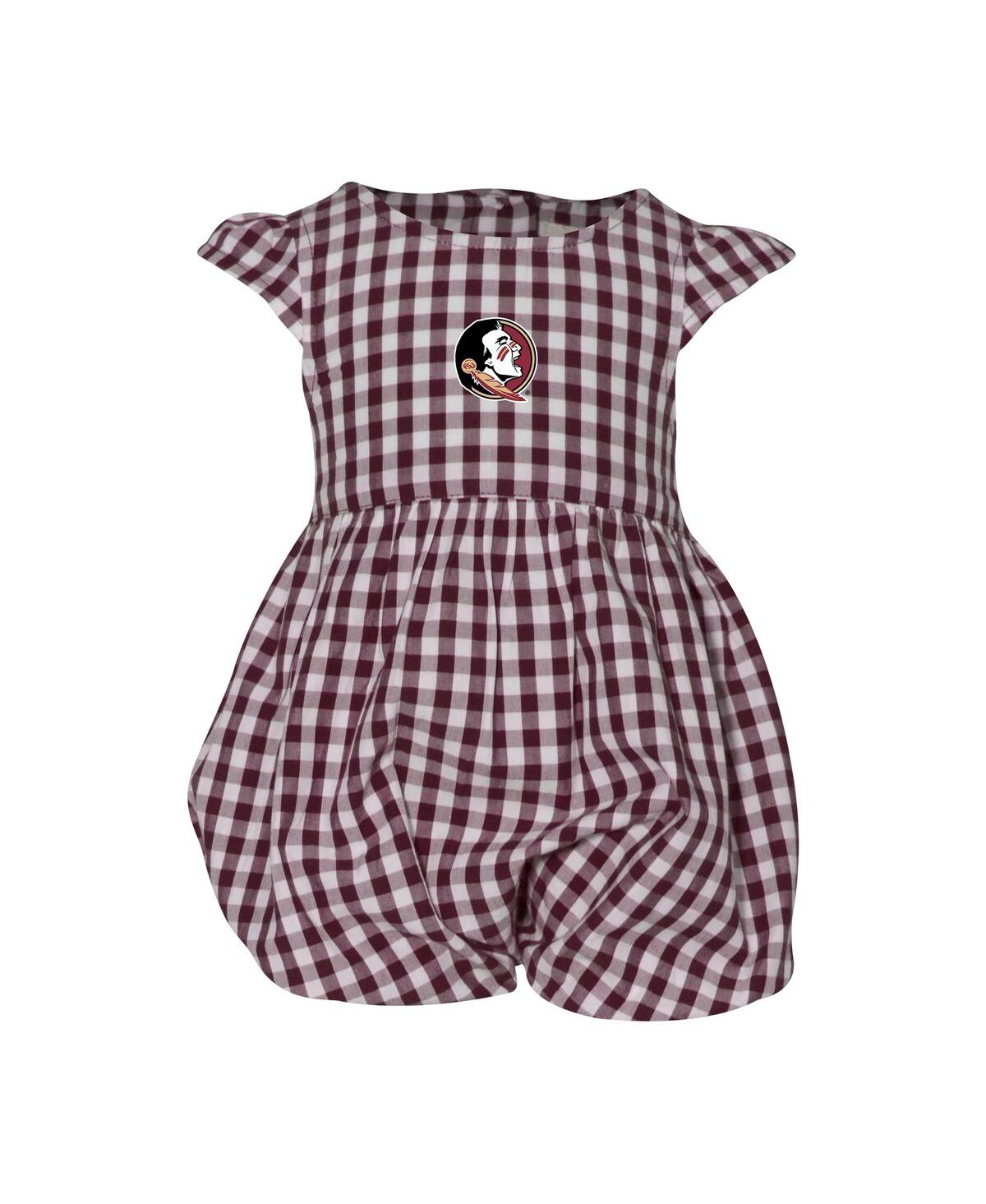 Garb Baby Boys And Girls Garnet Florida State Seminoles Cara Gingham Ruffled Bodysuit In Multi