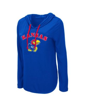 Women's Royal Kansas Jayhawks My Lover Lightweight Hooded Long Sleeve T-Shirt