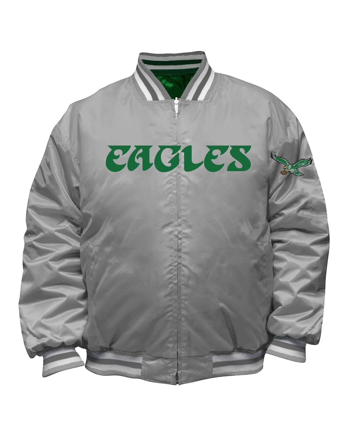 Mitchell & Ness Men's Kelly Green/silver Philadelphia Eagles Big Tall Throwback Reversible Full-zip Jacket In Green