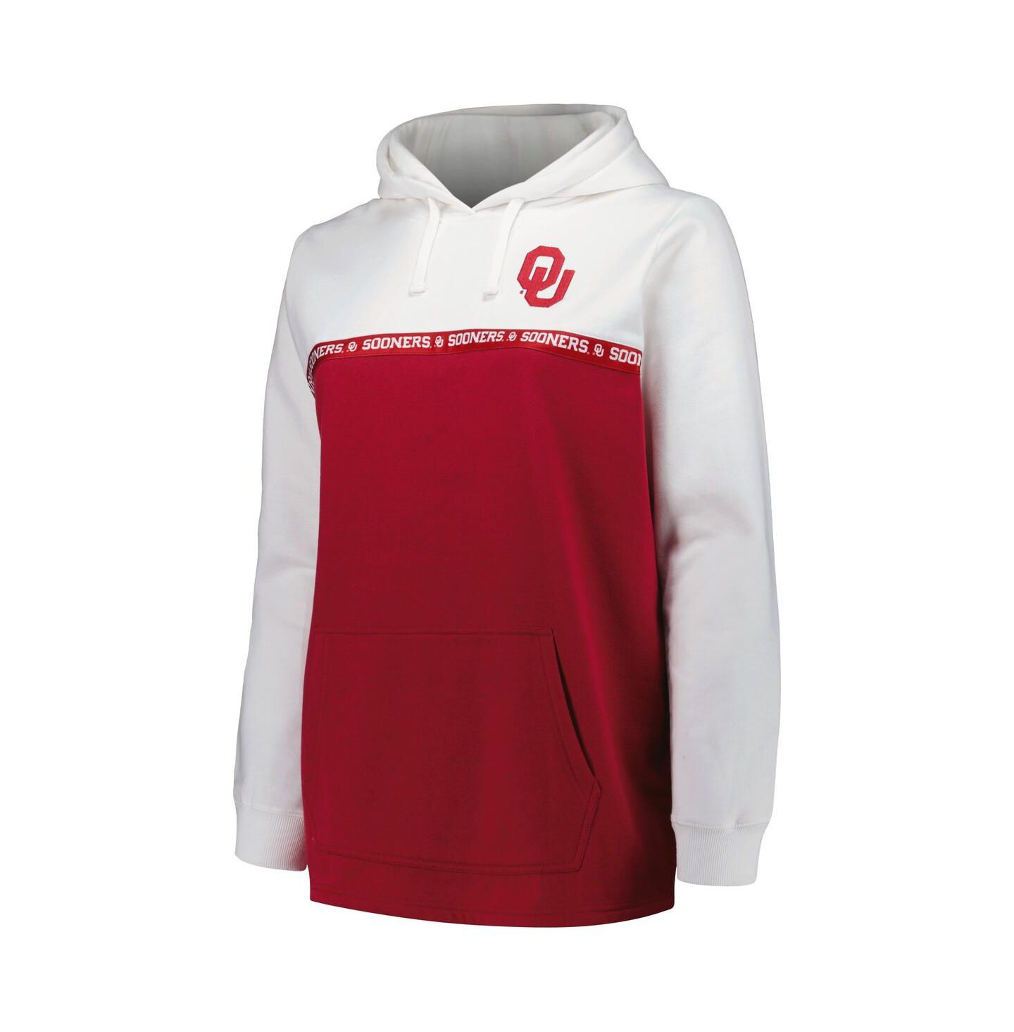 Женское худи Profile White/Crimson Oklahoma Sooners Plus Size Taping Pullover — фото 2