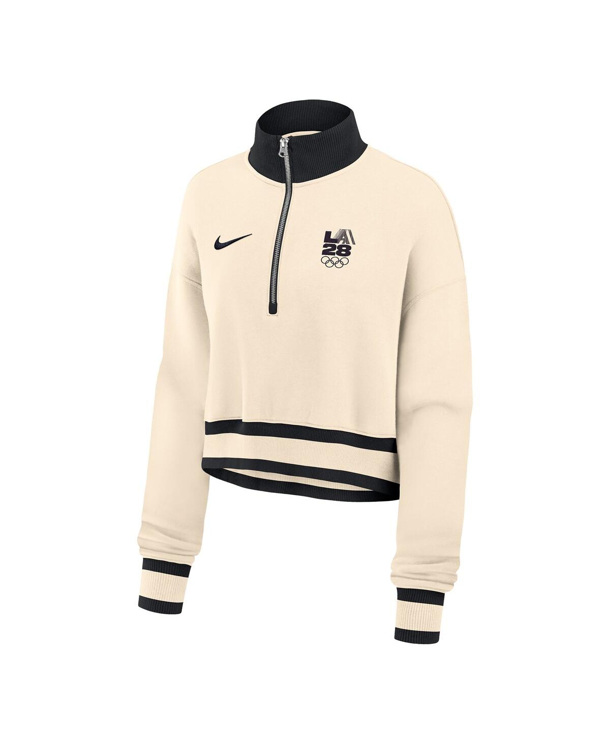 Nike Women's Natural La28 Summer Olympics Phoenix Oversizedâ Fleece Half-zip Croppedâ Sweatshirt In Neutral