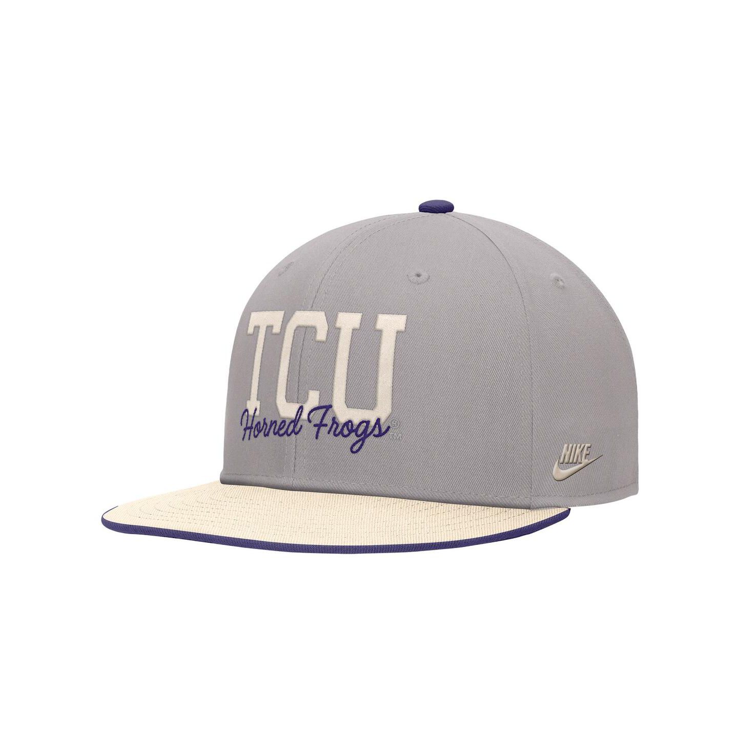Мужская кепка Nike Gray TCU Horned Frogs Vintage Script Pro Dri-FIT Snapback Hat — фото 2