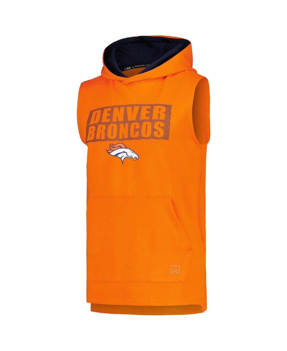 Msx By Michael Strahan Men's Orange Denver Broncos Marathon Sleeveless Pullover Hoodie In Orange