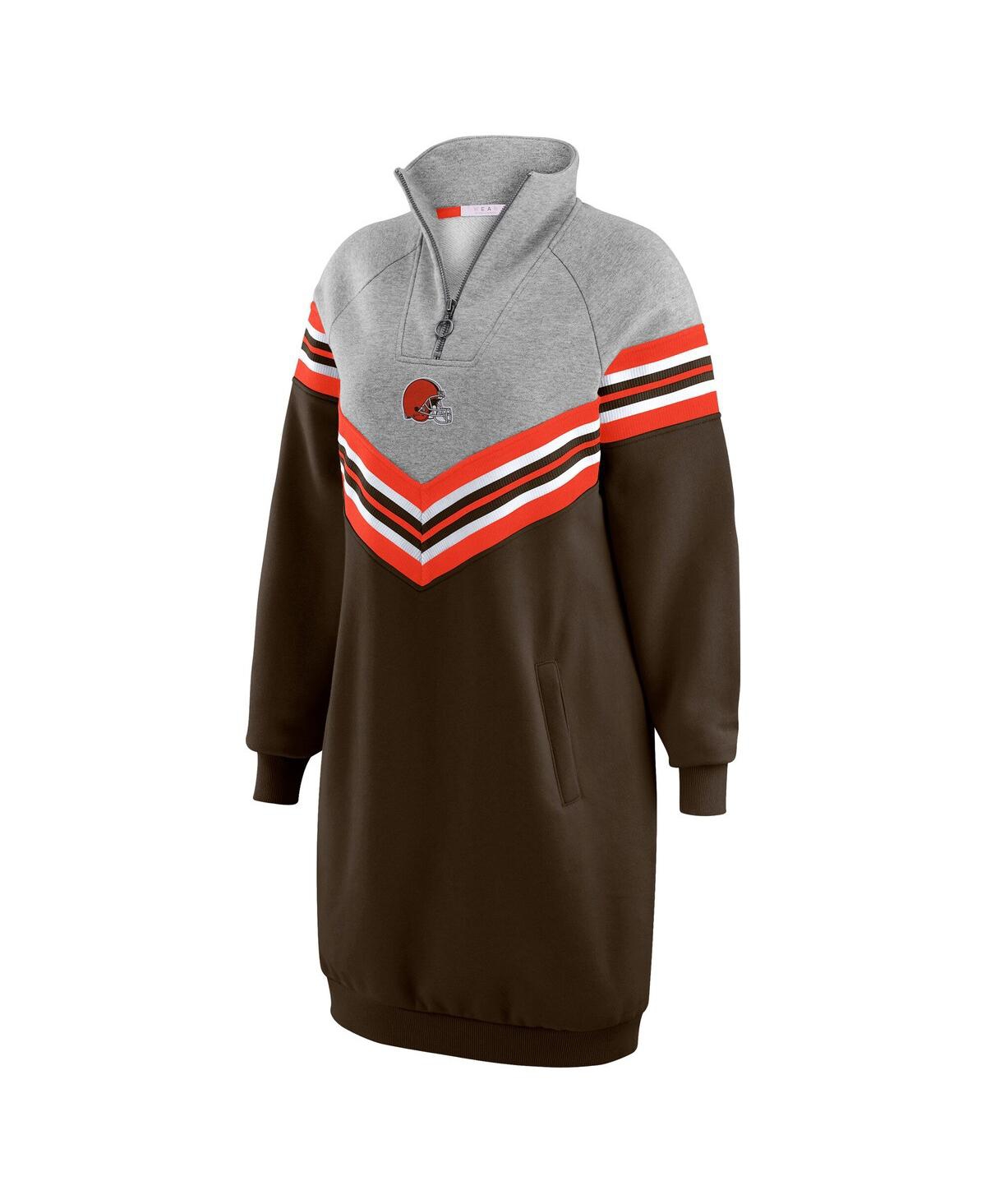 Wear By Erin Andrews Women's Brown/heather Gray Cleveland Browns Chevron Stripe Dress In Multi