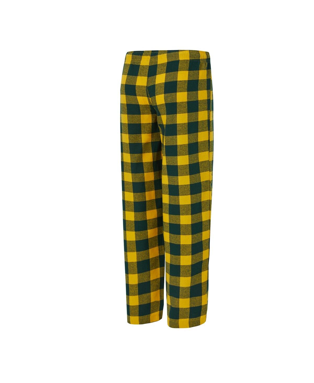 Concepts Sport Women's 2-piece Green/gold Green Bay Packers Avondale T-shirt And Pants Flannel Pajama Set In Black